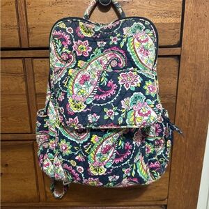 Vera Bradley Navy and Pink Paisley Backpack